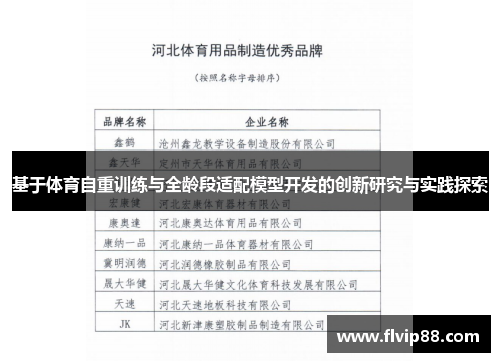 基于体育自重训练与全龄段适配模型开发的创新研究与实践探索 基于体育自重训练与全龄段适配模型开发的创新研究与实践探索